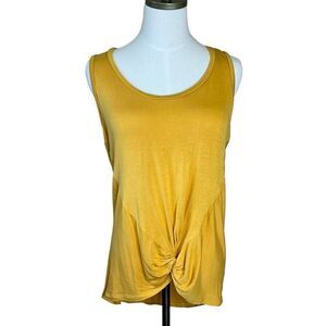 Sweet Teas by Pink Rose Womens Large Tank Top Gold Twisted Knotted Front